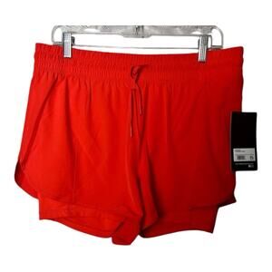 90 Degrees Orange Drawstring  Athletic Sporty Running Two Layer Shorts Sz XL NWT